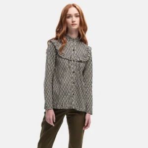 No Tag Orla Kiely Black and White Patterned Long-Sleeve Blouse